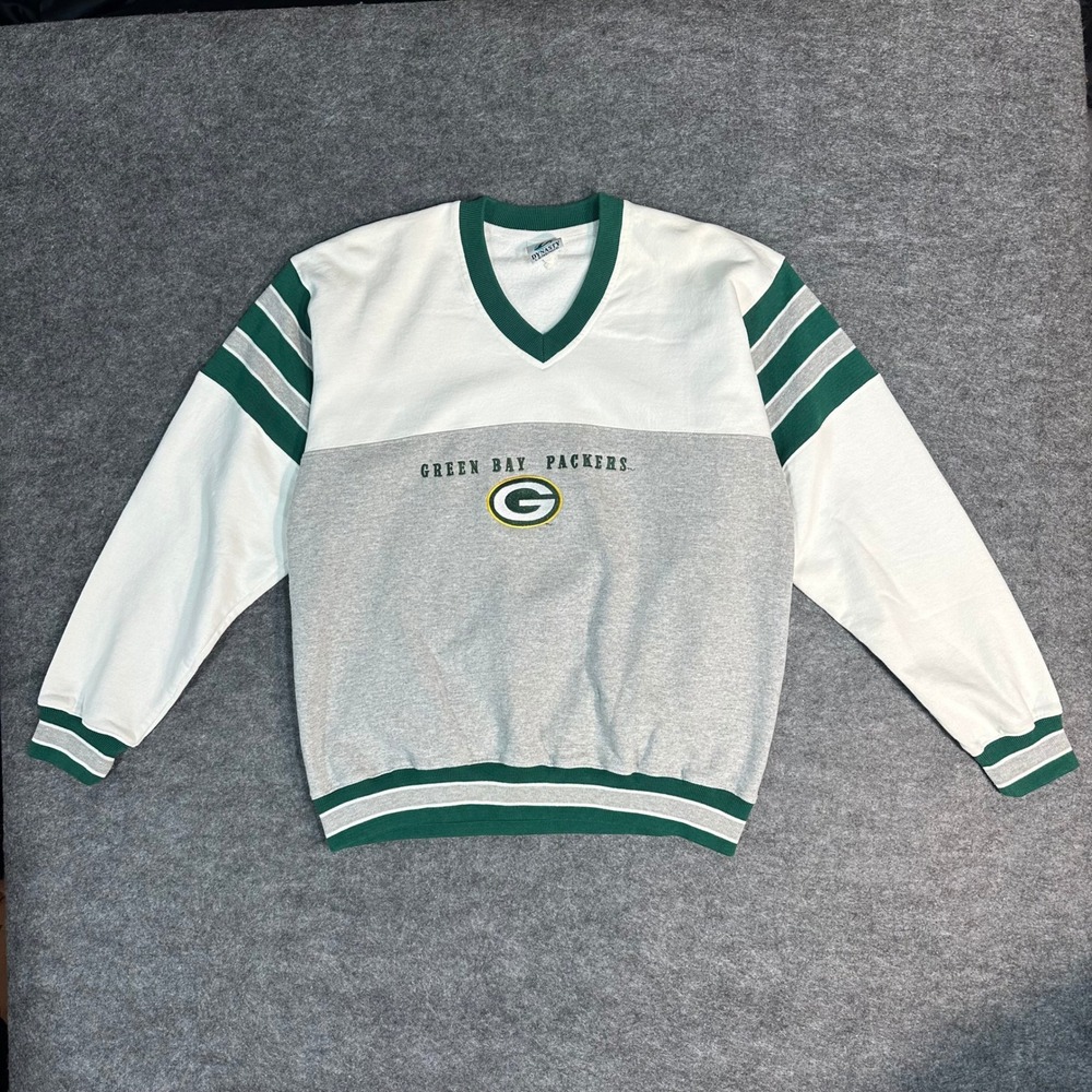 Vintage Dynasty Legends Green Bay Packers V Neck Sweatshirt USA Made Mens‎ Large